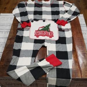 Lazy One Red and White Christmas HOLIDAY Pajama One Piece